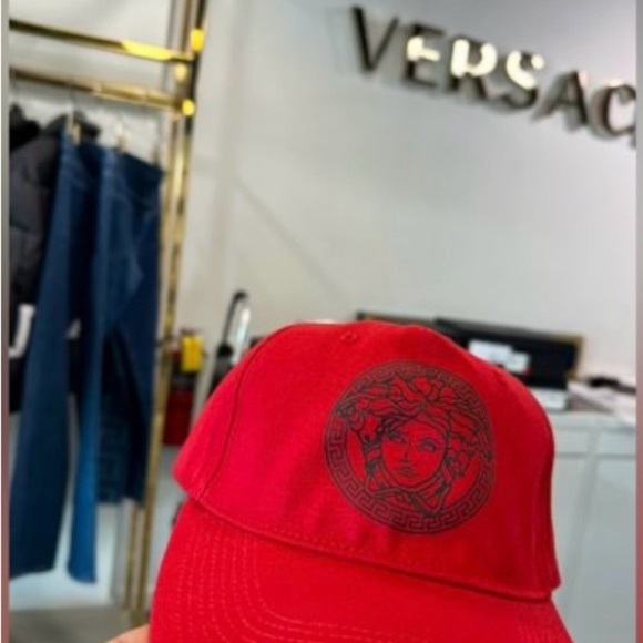 NEW Versace $350 Medusa Head Logo Adjustable Baseball Hat Size 59 Large RED - Picture 8 of 8